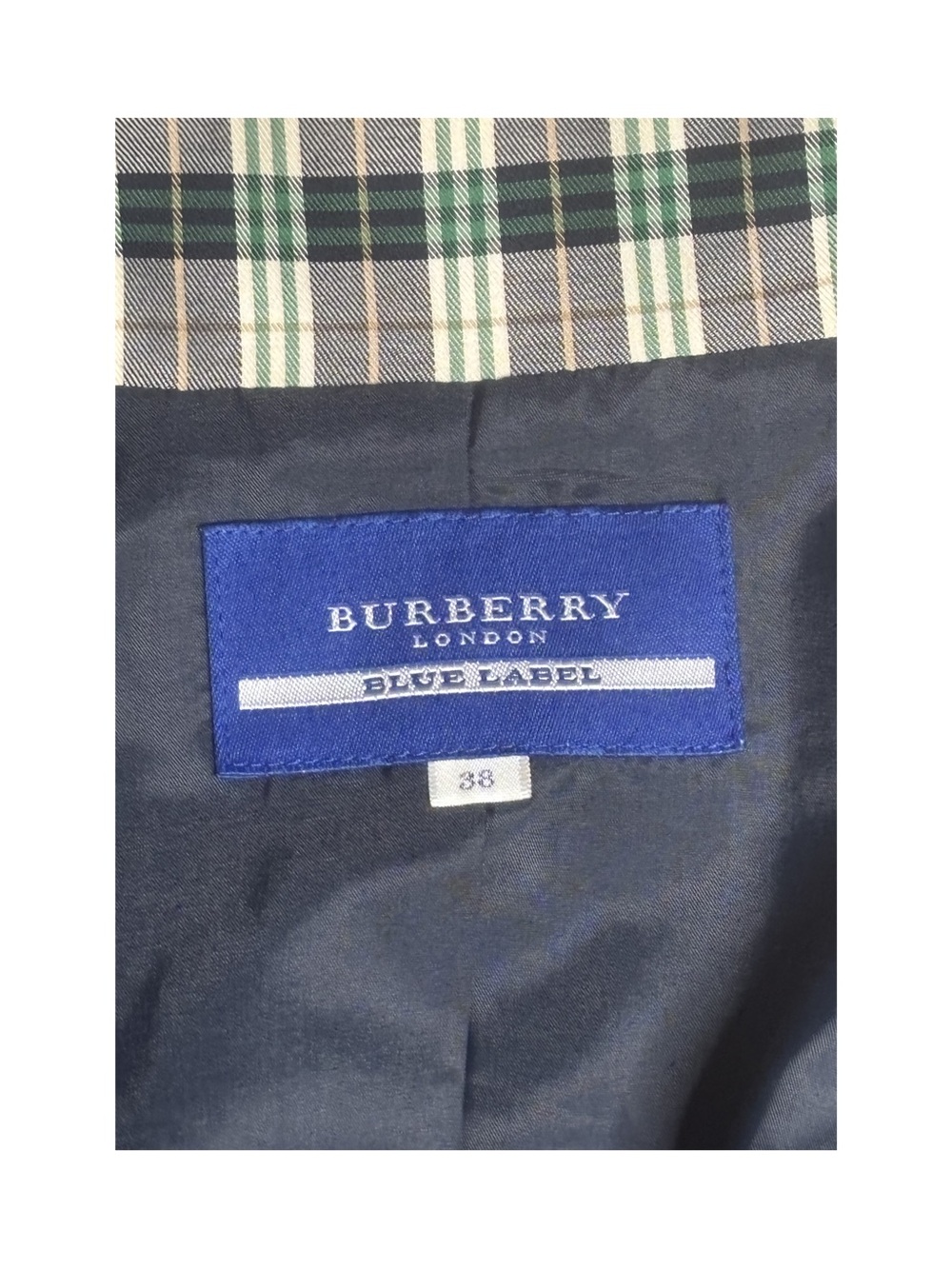 Burberry Blue Label | Plaid Short-Sleeve Double-Breasted Peacoat Top - Picture 5 of 5